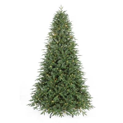 China Premium Fir Prelit Hinged Artificial Christmas Tree Lit PE PVC Christmas Tree With LED Lights For Sale for sale