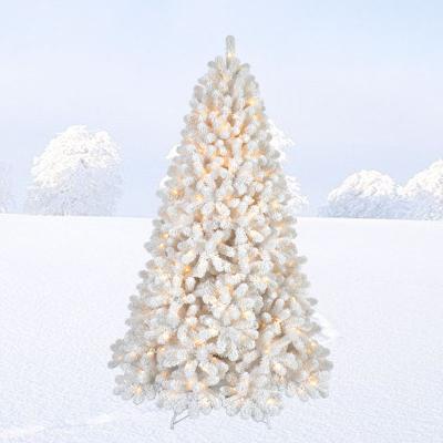 China Decorated Christmas Tree Assembled White Artificial Pre-lit Indoor Outdoor Fireproof PVC Christmas Tree for sale