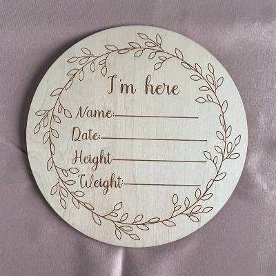 China Europe personalized wooden product type hello world theme letters photo props baby birth sign newborn announcement plaque for sale