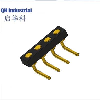 China Spring Loaded Pogo Pin Connector 5.5 mm Pitch 4 Position Pins Right Angle Modular Contact Strip Grid for sale