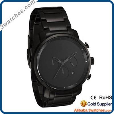 China Custom Logo Alarm Mens Wrist Watch 316L Stainless Steel Luxury Quartz 5atm Water Resistant Watches With Black Stainless Steel Band for sale