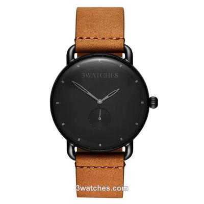 China Automatic Date Ring Style Hook Watch Customized Design Man Watch Tan Leather Watch for sale