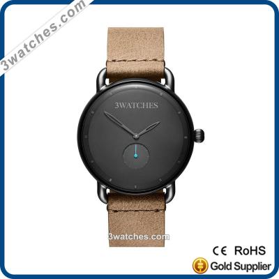 China New Automatic Date 2018 Style 316L Stainless Steel Quartz Water Resistant Watches Leather Strap Vaulted Glass Watch for sale