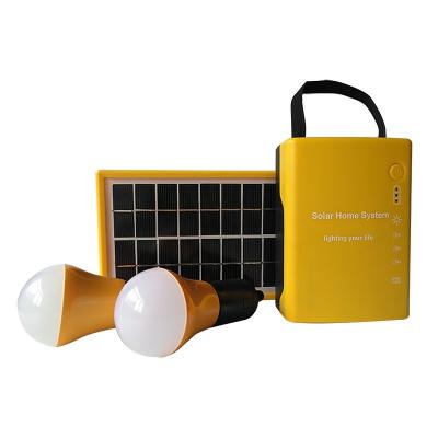 China Stand Alone Kit Home Solar System Home Solar Kits with 4Ah/6V Battery, 5W 3M Wired Solar Panel and 2 Bulbs Solar Power System for sale