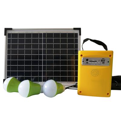 China DC 10W portable home solar lighting system for home with BLE speaker and radio with 2 or 3pcs led bubles solar power system for sale