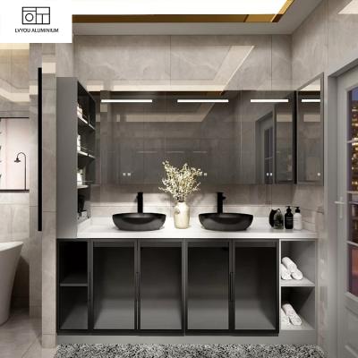 China Eco-friendly high-end European style hot sale design countertop vanity bathroom cabinet for hotel villa furniture design for sale