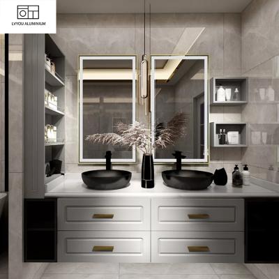 China Eco-friendly Luxurious Modern Double Sink Bathroom Furniture Sets Bathroom Vanity Mirror Bathroom Cabinet High Quality Manufacturer for sale