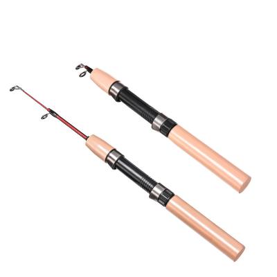 China High Quality Portable 0.6M Handle Shrimp Rod Ice Fishing Rod Anti Slip Wood Color pescar for sale