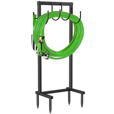 China Anti-Corrosion 6 Spikes Freestanding Garden Hose Stand Heavy Duty Hose Organizer Holder Metal Garden Hose Storage for Outside for sale