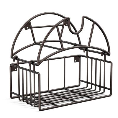 China Anti-Corrosion Storage Basket Wall Mount Hose Hanger for Garden Yard Garage Heavy Duty Metal Hose Stand Garden Hose Holder for sale