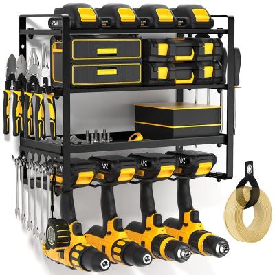 China Behind Doors/On Walls Garage Tool Organizer and Storage Heavy Duty Drill Holder Cordless Drill Storage Rack(4 Tier) Power Tool Organizer Wall Mount for sale