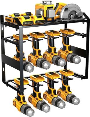 China Behind Doors/On Walls Power Tool Organizer,8 Drill Holder Wall Mount Storage Rack,Heavy Duty 3 Layer Tools Shelf & Tool Rack for Garage Organizer for sale