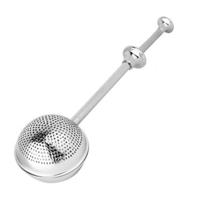 China Hot Sale Tea Ball Stainless Steel Loose Leaf Stocked Silver Tea Infuser with Push Handle for sale