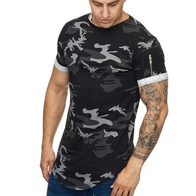 China Anti-wrinkle Men Around Collar Zipper Camouflage Men Running Training Unisex 3d Printed T-Shirt for sale