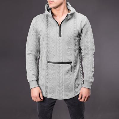 China Breathable Custom Zipper Pocket Knit Jacquard Sweater Coat Hoodies Casual Hooded Men for sale