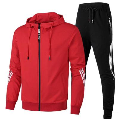 China Wholesale Breathable Custom Logo Sportswear Suit Gym Men Jacket Striped Pattern Training Outerwear Set Breathable Custom for sale