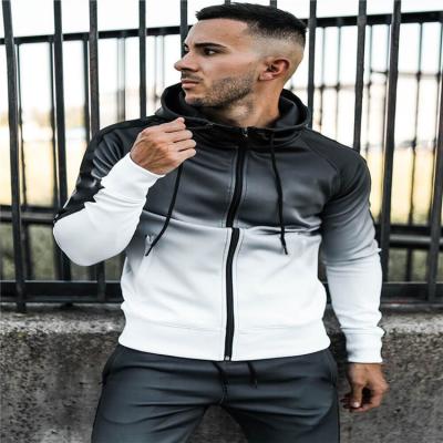 China Men's Casual Jogger Breathable Gradient Sports Custom Sweatshirt Elasticity Sweatsuit Zipper Quick-Drying Two-Piece Set for sale