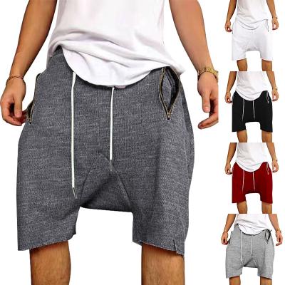 China Breathable Summer Casual Suspender Shorts Solid Color Drawstring 95% Cotton Five Point Basketball Pants Mens Beach Shorts Gym Shorts for sale