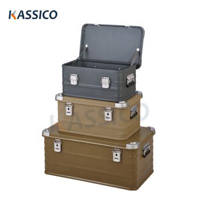 China KASSICO Lightweight Stackable Aluminum Storage Box and Container for Camping Fishing Hunting RV Car Trunk Storage Container for sale