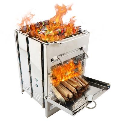 China Lightweight And Easy To Carry Camping Wood Stove To Enhance Camping Cooking Survival BBQ Grill for sale