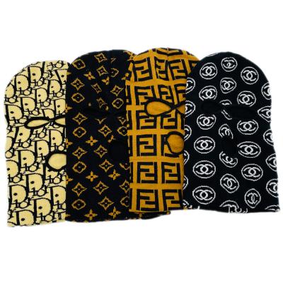 China Jacquard Face Cover One Face Cover One Hole 3 Hole Logo Custom Black Knitted Ski Balaclava Hat for sale