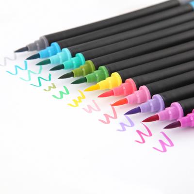 China Beifa Brand RY2412 Bright Drawing Colors Dual Tip Brush Marker Pens With Fineliner Tip for sale