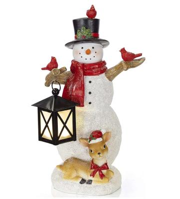 China Worldwide Christmas Snowman and Friends with LED Lantern Indoor Decor for sale