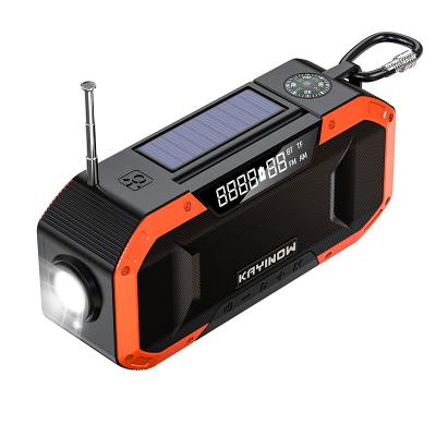 China Digital Display FM Digital Radio Emergency AM/FM Solar Powered Crank Radio with Bright Flashlight, SOS Alarm and 5000mAh Power Bank for sale