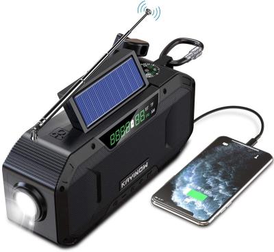 China Solar garden emergency hand crank led flashlight portable noaa am fm weather radio for sale