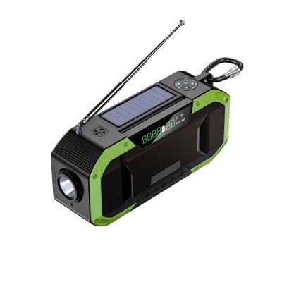 China Hand Crank AM/FM/NOAA 5000 mAh Digital Display FM Digital Radio Portable Power Bank Solar Emergency 3 in 1 Flashlight Portable Radio Solar Radio with Reading Light for sale