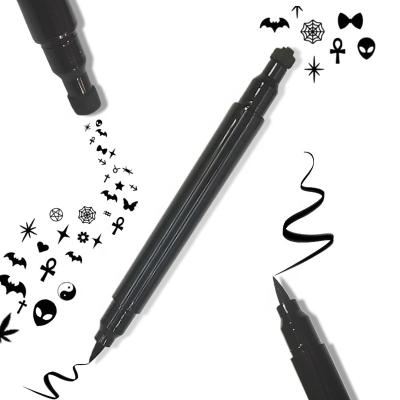 China 2022 Waterproof New Private Label Heart Moon Butterfly Stamp Eyeliner Liquid Seal Eyeliner Double Head Tendency Pen for sale