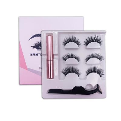 China Wholesale Natural Soft Magnetic Lashes Free Magnetic Custom Eyelash Tweezers Pack Magnetic Eyeliner Eyelashes Set for sale