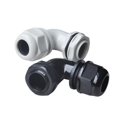 China IP68 Degree Bend Nylon Cable Gland 90 Degree Nylon Plastic Waterproof Locking Elbow for sale