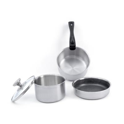 China Viable Factory Direct Non-Stick Pot Handle and Pan Camping Gear Portable Detachable 304 Stainless Steel Cookware Set for sale