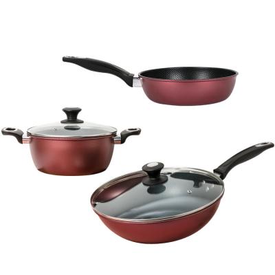 China Factory Direct Viable Luxury Gift Smokeless Nonstick Cookware Set Kitchen Wrought Iron Wok Soup Pot Pan for sale