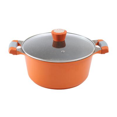 China Factory Direct Sustainable Cookware Stock Pot Kitchen Aluminum Ear Colored Soup Pot Double Thickened Large Capacity Compound Casserole for sale