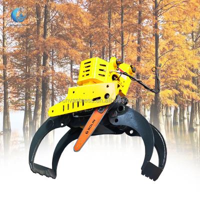 China Truss Log Saw Hydraulic Grab Wood Cut Grapple Saw Attachment For Excavator for sale