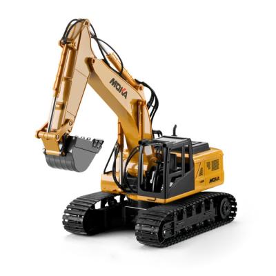 China 15ch Hot Sales 2.4G RC Excavator Model Engineering Digging Toys Alloy Electric Excavator Diecast Toy Engineering Truck for sale