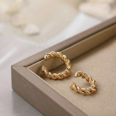 China TRENDY Gold Plated Twisted Ear Cuff Big/Small Clip on Earrings for Women Simple Without Piercing Cartilage Earrings for sale