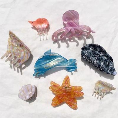 China Cute/Romantic Cute Ocean Starfish Dolphin Crayfish Hair Clip For Woman Girls Kids Octopus Claw Oyster Hairpin Clownfish Shark Hair Accessories for sale