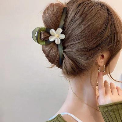 China Headwear Fashion Flower Clamping Clip for Women Large Premium Sense Clip for Headwear Hairpin Temperament Back Spoon Pan Hair Shark Clip for sale