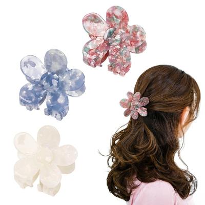 China Headwear Ins Hot Selling Floral Marbling Acetate Hair Clip Claws Creative Mermaid 7CM Flower Shark Clip Hair Accessories For Woman Girls for sale