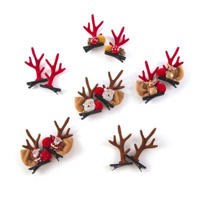 China Hair Decoration Hot Sale 2023 Lovely Cute Red Christmas Santa Elk Snowman Bell Children Hair Clips for Kids Girls Women for sale