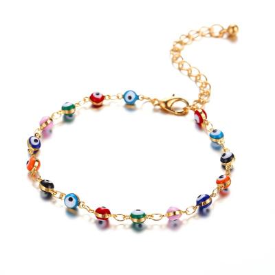 China TRENDY New Fashion Turkish Lucky Evi l Eye Anklet for Women Handmade Blue Eyes Female Charm Chain Leg Bracelets Summer Beach Jewelry for sale