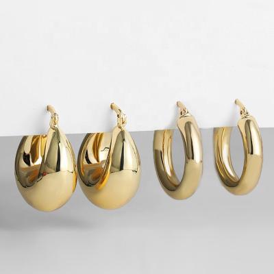 China TRENDY Smooth Round Chunky Hoop Earrings for Women Girls Statement Earrings Vintage Jewelry Gift for sale