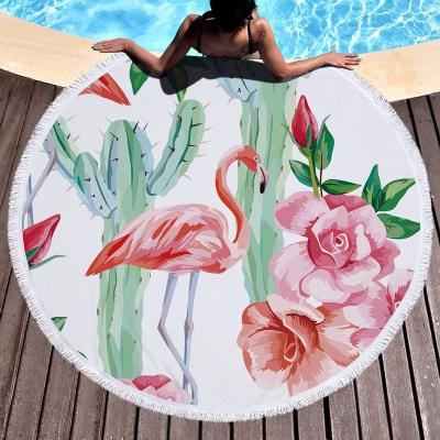 China High Quality Disposable Polyester Microfiber Circle Pareo Beach Towel With Logo Foldable Sand Free Serviette De Plage for sale