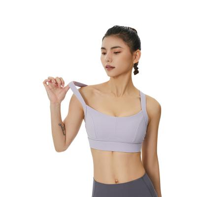 China Beautiful Logo Adjustable Shoulder Straps Women Fitness Wear Private Label Sports Top Active Bra Custom Made High Back X Shaped Yoga Bra for sale