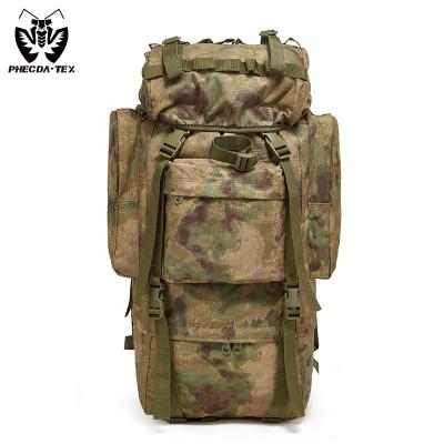 China Tianji Outdoor Large Storage 65L Waterproof Camouflage Russia FG EMR Camping Tactical Backpack With Rain Cover Aluminum Frame Rucksack for sale