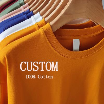 China Anti-Wrinkle OEM Customized 210g Drop Shoulder Thick Cotton Round Neck T-Shirt Customized High Quality Printed And Embroidered T-Shirt for sale