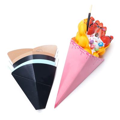 China Recycled Materials China Factory Easy Tear Off Pancake Stand Waffle Cone With Logo Printing for sale